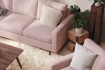 Peppe 4-seters Venstrevendt L-formet Sjeselongsofa i Manchester - Rosa - Møbler - Sofaer - Sofaer med sjeselong - 4 seters sofa med divan