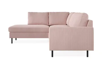 Peppe 4-seters Venstrevendt L-formet Sjeselongsofa i Manchester - Rosa - Møbler - Sofaer - Sofaer med sjeselong - 4 seters sofa med divan