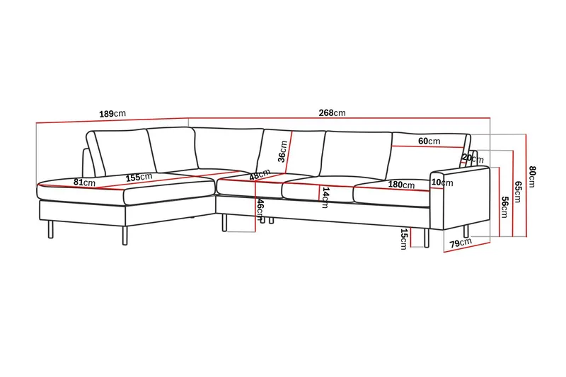 Peppe 4-seters Venstrevendt L-formet Sjeselongsofa i Manchester - Beige - Møbler - Sofaer - Sofaer med sjeselong - 4 seters sofa med divan
