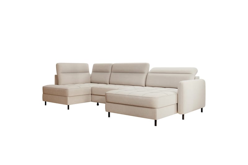 Sofa med Divan og Sjeselong Berrto 5-seters - Beige - Møbler - Sofaer - U-sofa