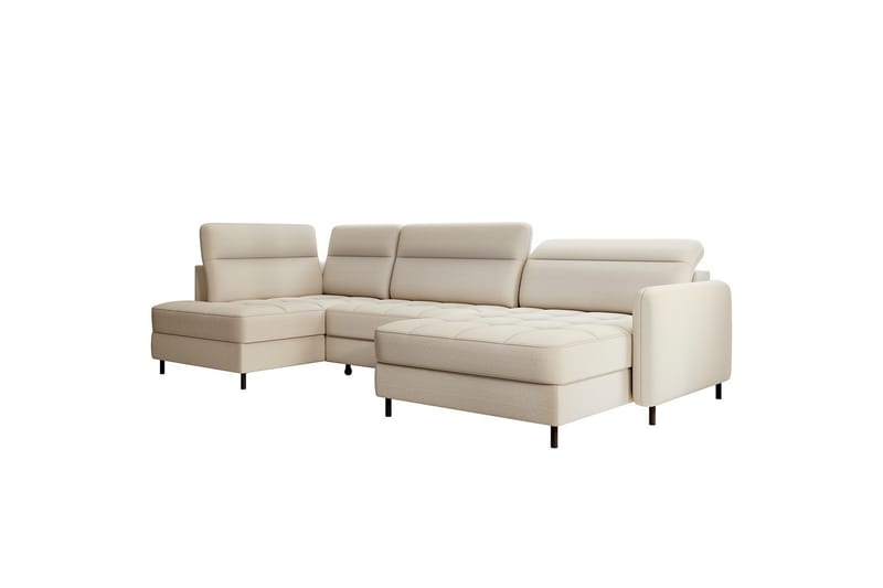 Sofa med Divan og Sjeselong Berrto 5-seters - Beige - Møbler - Sofaer - U-sofa
