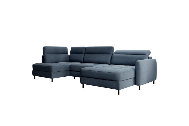 Sofa med Divan og Sjeselong Berrto 5-seters - Blå - Møbler - Sofaer - U-sofa