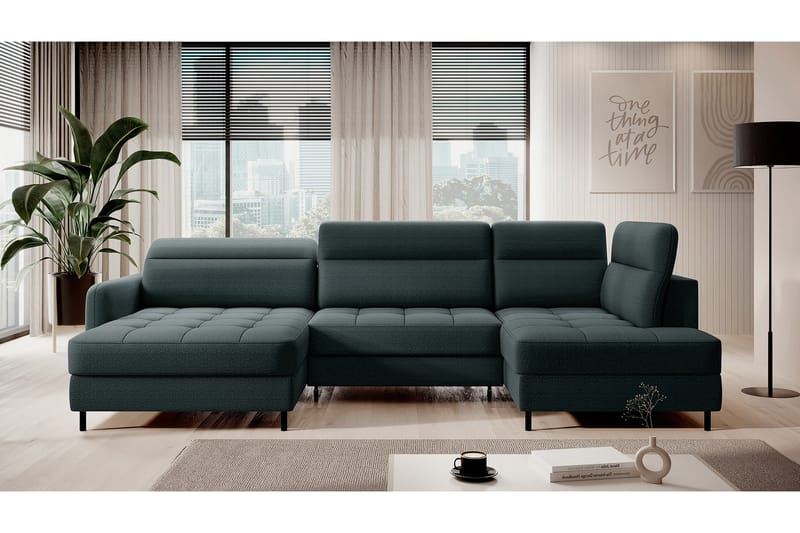 Sofa med Divan og Sjeselong Berrto 5-seters - Grå - Møbler - Sofaer - U-sofa