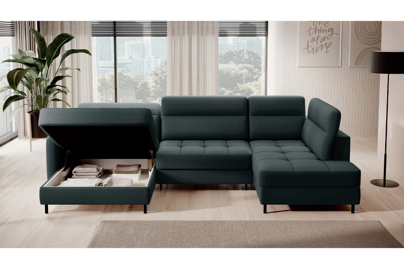 Sofa med Divan og Sjeselong Berrto 5-seters - Grå - Møbler - Sofaer - U-sofa
