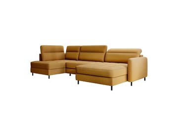 Sofa med Divan og Sjeselong Berrto 5-seters - Gull - Møbler - Sofaer - U-sofa