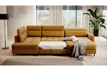 Sofa med Divan og Sjeselong Berrto 5-seters - Gull - Møbler - Sofaer - U-sofa