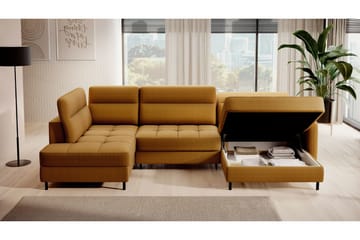 Sofa med Divan og Sjeselong Berrto 5-seters - Gull - Møbler - Sofaer - U-sofa