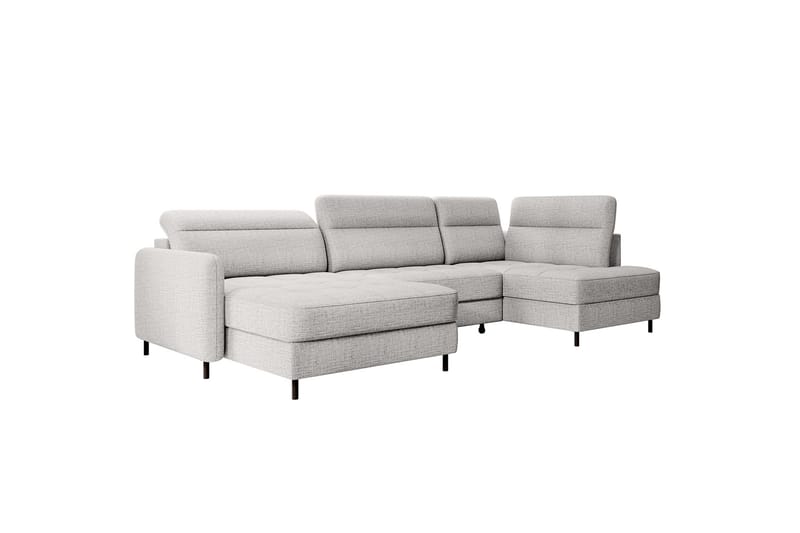 Sofa med Divan og Sjeselong Berrto 5-seters - Lysgrå - Møbler - Sofaer - U-sofa