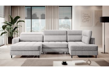 Sofa med Divan og Sjeselong Berrto 5-seters - Lysgrå - Møbler - Sofaer - U-sofa