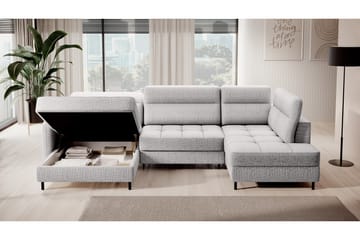 Sofa med Divan og Sjeselong Berrto 5-seters - Lysgrå - Møbler - Sofaer - U-sofa