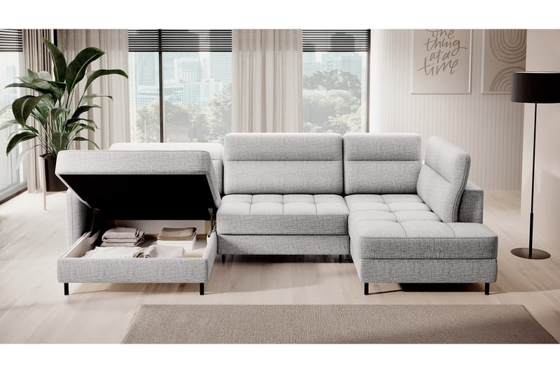 Sofa med Divan og Sjeselong Berrto 5-seters - Lysgrå - Møbler - Sofaer - U-sofa