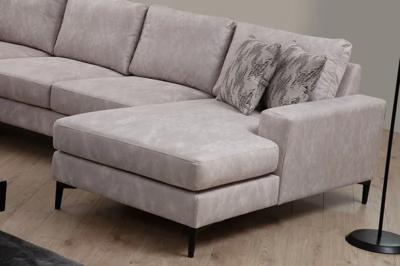 Svanabyn Sofa m. Divan og Sjeselong 4-seter - Beige - Møbler - Sofaer - Sofaer med sjeselong - 4 seters sofa med divan
