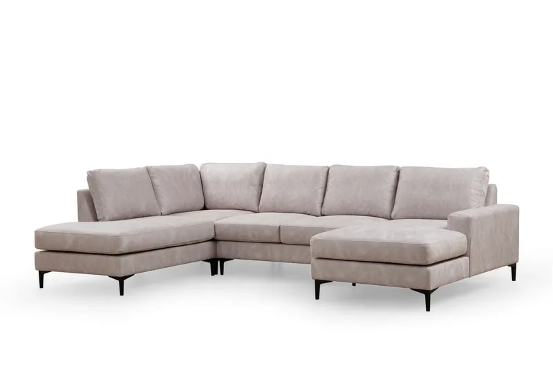 Svanabyn Sofa m. Divan og Sjeselong 4-seter, Beige
