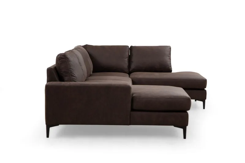 Svanabyn Sofa m. Divan og Sjeselong 4-seter - Mørkebrun - Møbler - Sofaer - Sofaer med sjeselong - 4 seters sofa med divan