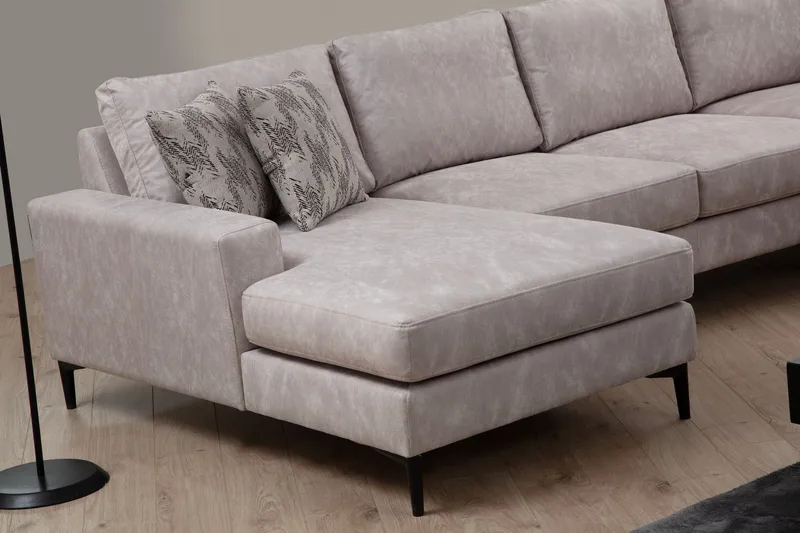 Svanabyn Sofa m. Divan og Sjeselong 4-seter - Beige - Møbler - Sofaer - Sofaer med sjeselong - 4 seters sofa med divan