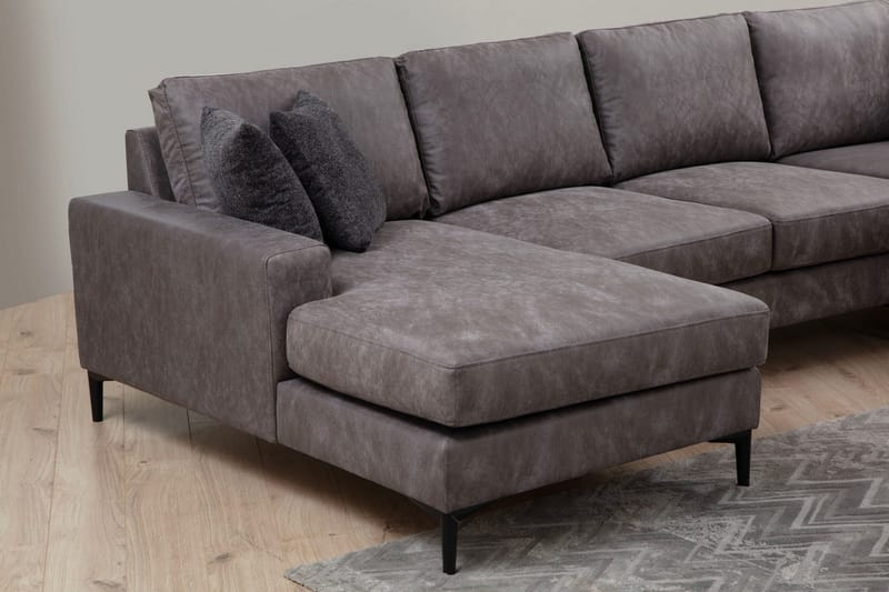 Svanabyn Sofa m. Divan og Sjeselong 4-seter - Antrasitt - Møbler - Sofaer - Sofaer med sjeselong - 4 seters sofa med divan