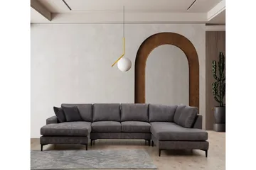 Svanabyn Sofa m. Divan og Sjeselong 4-seter - Antrasitt - Møbler - Sofaer - Sofaer med sjeselong - 4 seters sofa med divan