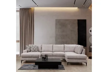 Svanabyn Sofa m. Divan og Sjeselong 4-seter - Beige - Møbler - Sofaer - Sofaer med sjeselong - 4 seters sofa med divan