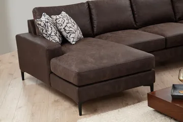 Svanabyn Sofa m. Divan og Sjeselong 4-seter - Mørkebrun - Møbler - Sofaer - Sofaer med sjeselong - 4 seters sofa med divan