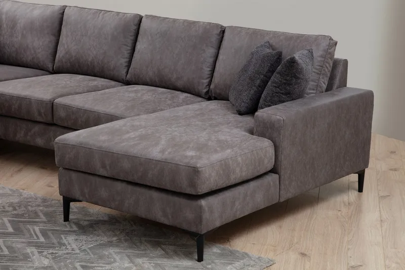 Svanabyn Sofa m. Divan og Sjeselong 4-seter - Antrasitt - Møbler - Sofaer - Sofaer med sjeselong - 4 seters sofa med divan