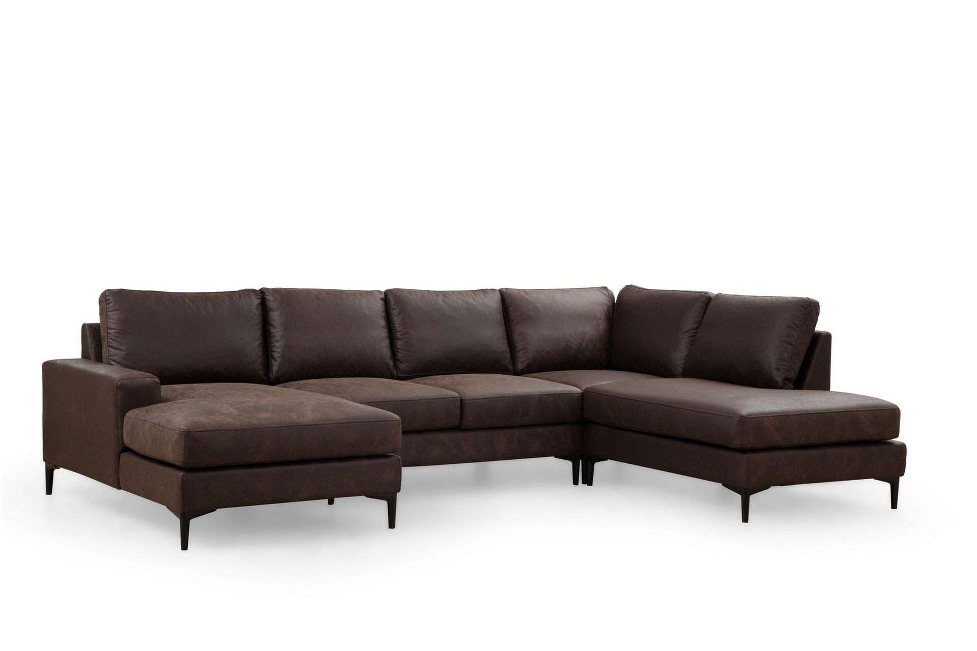 Svanabyn Sofa m. Divan og Sjeselong 4-seter Mørkebrun - Møbler - Chilli