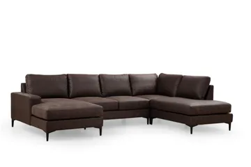 Svanabyn Sofa m. Divan og Sjeselong 4-seter - Mørkebrun - Møbler - Sofaer - Sofaer med sjeselong - 4 seters sofa med divan