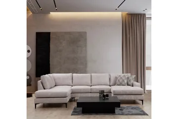 Svanabyn Sofa m. Divan og Sjeselong 4-seter - Beige - Møbler - Sofaer - Sofaer med sjeselong - 4 seters sofa med divan