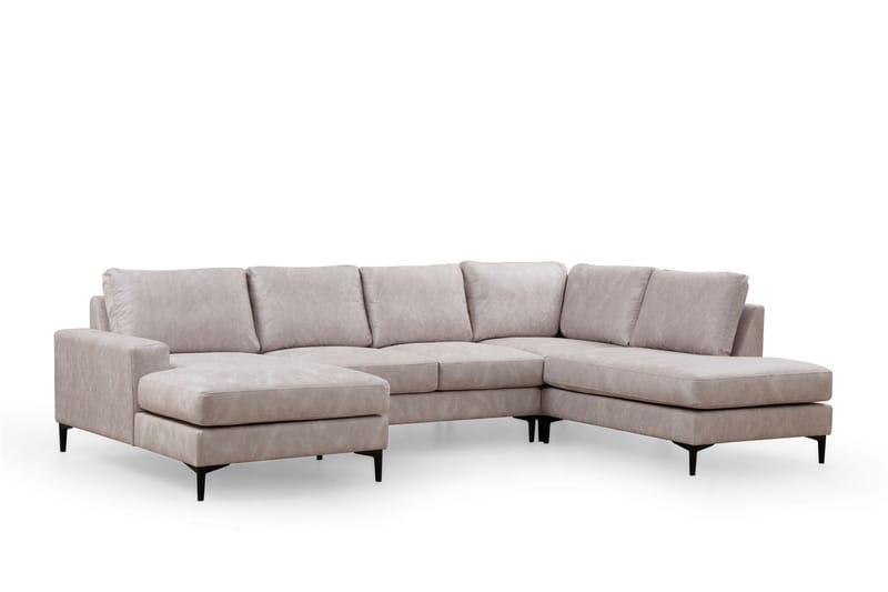 Svanabyn Sofa m. Divan og Sjeselong 4-seter, Beige