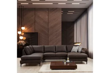 Svanabyn Sofa m. Divan og Sjeselong 4-seter - Mørkebrun - Møbler - Sofaer - Sofaer med sjeselong - 4 seters sofa med divan