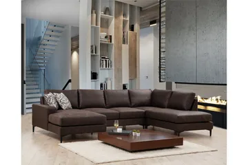 Svanabyn Sofa m. Divan og Sjeselong 4-seter - Mørkebrun - Møbler - Sofaer - Sofaer med sjeselong - 4 seters sofa med divan