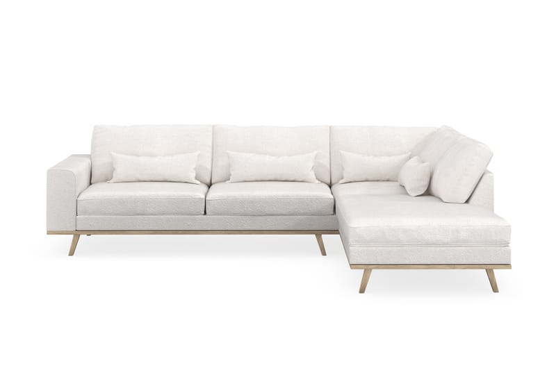 Copenhagen 4-seters Høyrevendt L-formet Sjeselongsofa i Bouclé - Hvit - Møbler - Sofaer - Sofaer med sjeselong - 4 seters sofa med divan
