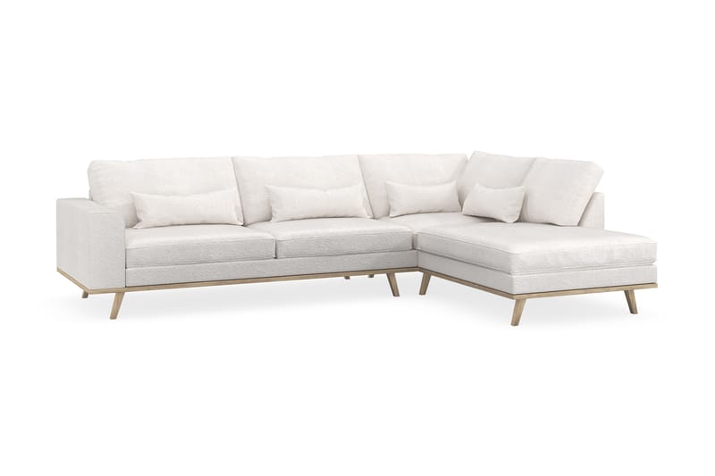 Copenhagen 4-seters Høyrevendt L-formet Sjeselongsofa i Bouclé - Hvit - Møbler - Sofaer - Sofaer med sjeselong - 4 seters sofa med divan