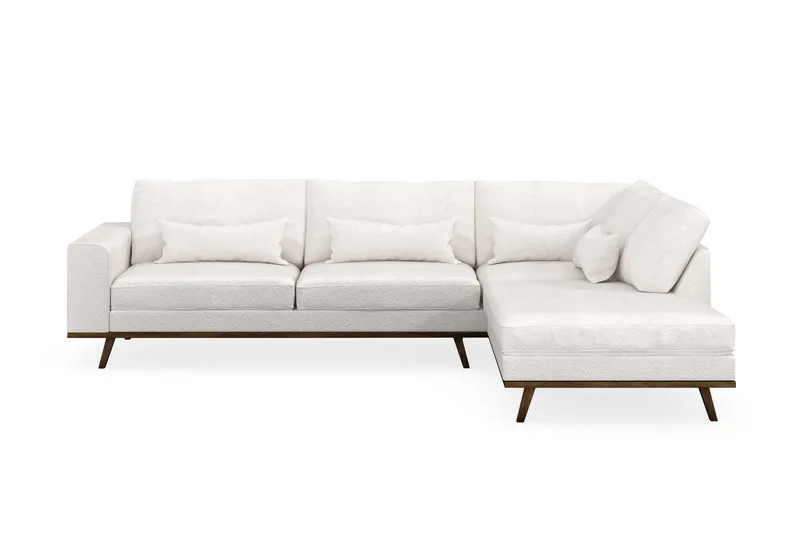 Copenhagen 4-seters Høyrevendt L-formet Sjeselongsofa i Bouclé, Hvit
