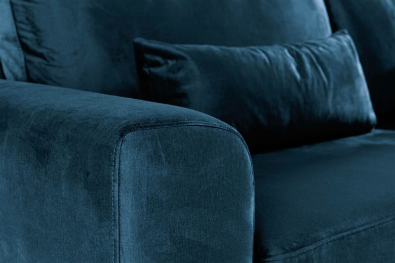 Copenhagen 4-seters Høyrevendt L-formet Sjeselongsofa i Fløyel - Blå - Møbler - Sofaer - Sofaer med sjeselong - 4 seters sofa med divan