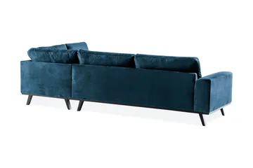 Copenhagen 4-seters Høyrevendt L-formet Sjeselongsofa i Fløyel - Blå - Møbler - Sofaer - Sofaer med sjeselong - 4 seters sofa med divan
