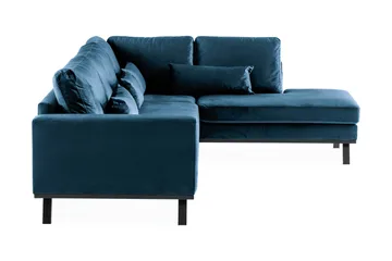 Copenhagen 4-seters Høyrevendt L-formet Sjeselongsofa i Fløyel - Blå - Møbler - Sofaer - Sofaer med sjeselong - 4 seters sofa med divan