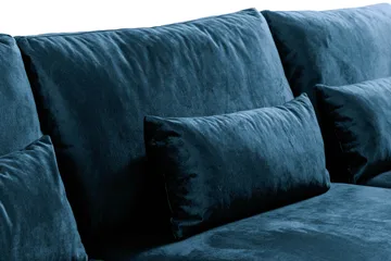 Copenhagen 4-seters Høyrevendt L-formet Sjeselongsofa i Fløyel - Blå - Møbler - Sofaer - Sofaer med sjeselong - 4 seters sofa med divan