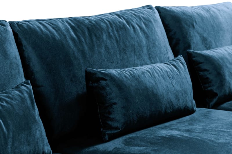 Copenhagen 4-seters Høyrevendt L-formet Sjeselongsofa i Fløyel - Blå - Møbler - Sofaer - Sofaer med sjeselong - 4 seters sofa med divan