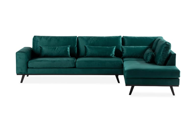 Copenhagen 4-seters Høyrevendt L-formet Sjeselongsofa i Fløyel - Grønn - Møbler - Sofaer - Sofaer med sjeselong - 4 seters sofa med divan