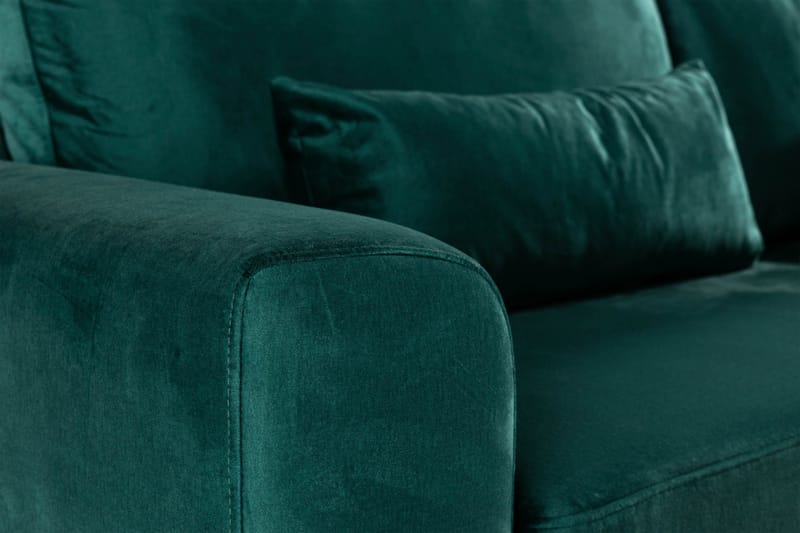 Copenhagen 4-seters Høyrevendt L-formet Sjeselongsofa i Fløyel - Grønn - Møbler - Sofaer - Sofaer med sjeselong - 4 seters sofa med divan