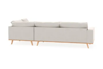 Copenhagen 4-seters Høyrevendt L-formet Sjeselongsofa i Fløyel - Kremhvit - Møbler - Sofaer - Sofaer med sjeselong - 4 seters sofa med divan