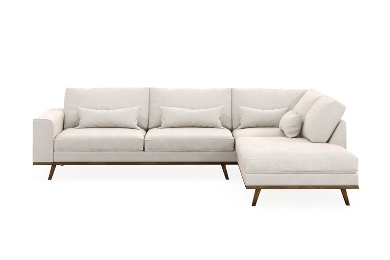 Copenhagen 4-seters Høyrevendt L-formet Sjeselongsofa i Fløyel - Kremhvit - Møbler - Sofaer - Sofaer med sjeselong - 4 seters sofa med divan