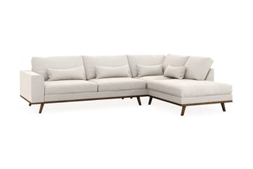 Copenhagen 4-seters Høyrevendt L-formet Sjeselongsofa i Fløyel - Kremhvit - Møbler - Sofaer - Sofaer med sjeselong - 4 seters sofa med divan