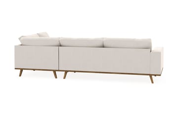 Copenhagen 4-seters Høyrevendt L-formet Sjeselongsofa i Fløyel - Kremhvit - Møbler - Sofaer - Sofaer med sjeselong - 4 seters sofa med divan