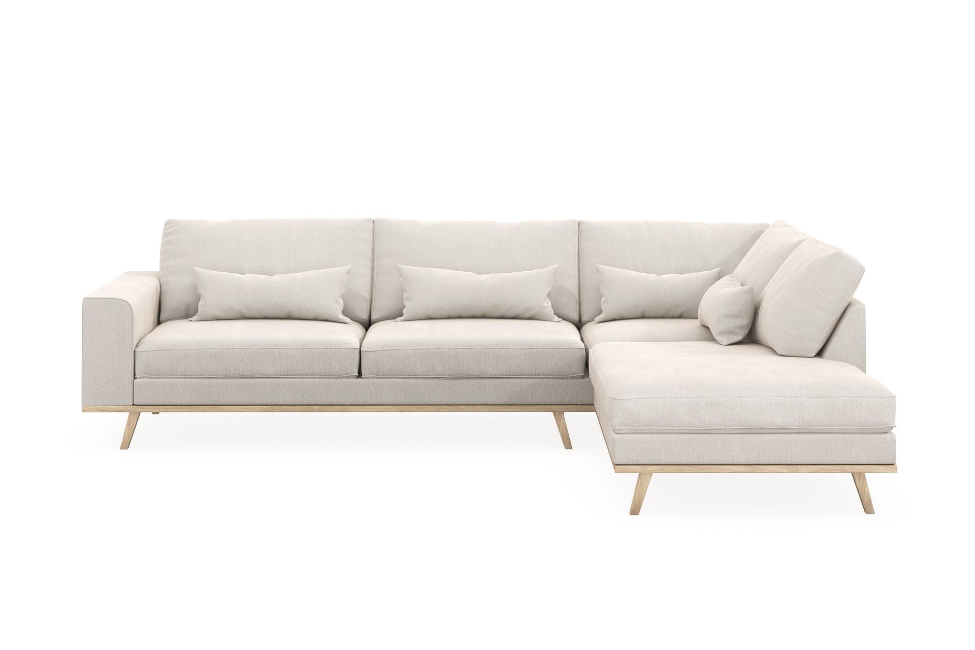 Copenhagen 4-seters Høyrevendt L-formet Sjeselongsofa i Fløyel - Kremhvit - Møbler - Sofaer - Sofaer med sjeselong - 4 seters sofa med divan