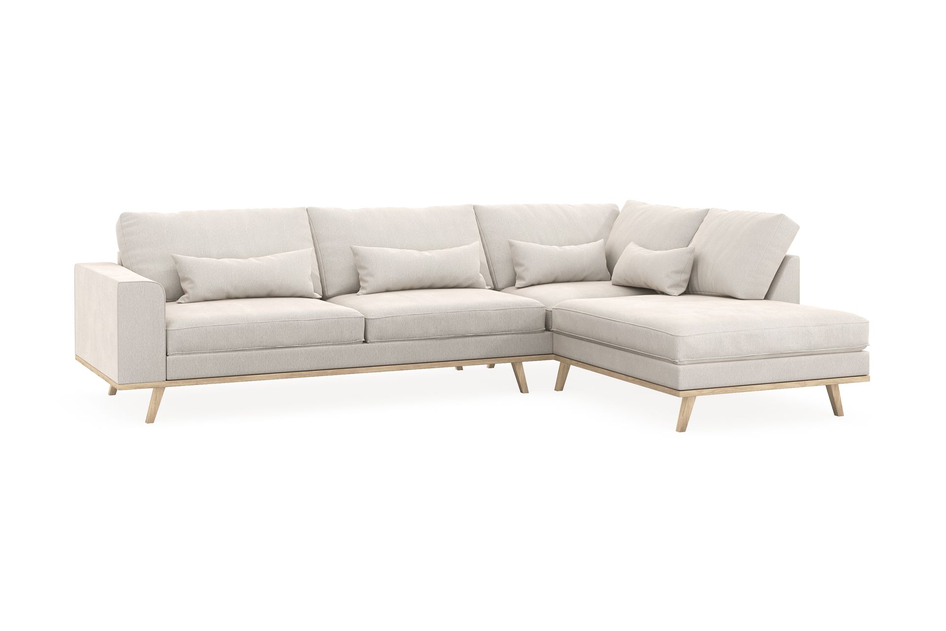 Copenhagen 4-seters Høyrevendt L-formet Sjeselongsofa i Fløyel - Kremhvit - Møbler - Sofaer - Sofaer med sjeselong - 4 seters sofa med divan