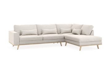 Copenhagen 4-seters Høyrevendt L-formet Sjeselongsofa i Fløyel - Kremhvit - Møbler - Sofaer - Sofaer med sjeselong - 4 seters sofa med divan