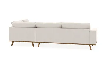 Copenhagen 4-seters Høyrevendt L-formet Sjeselongsofa i Fløyel - Kremhvit - Møbler - Sofaer - Sofaer med sjeselong - 4 seters sofa med divan