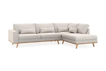 Copenhagen 4-seters Høyrevendt L-formet Sjeselongsofa i Fløyel - Kremhvit - M øbler - Sofaer - Sofaer med sjeselong - 4 seters sofa med divan