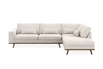 Copenhagen 4-seters Høyrevendt L-formet Sjeselongsofa i Fløyel - Kremhvit - Møbler - Sofaer - Sofaer med sjeselong - 4 seters sofa med divan